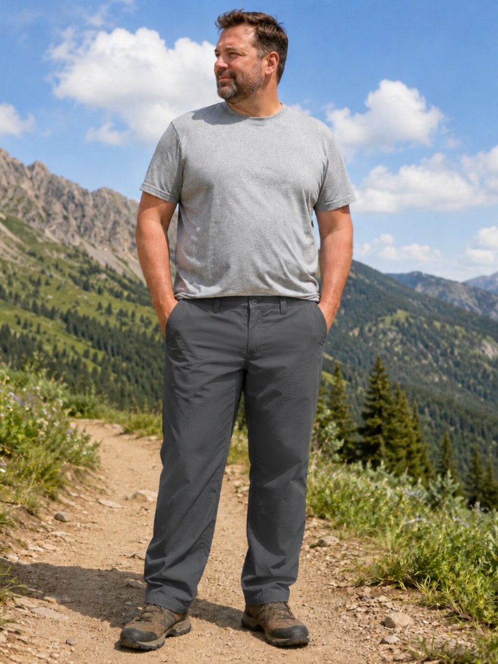 Eddie Bauer Men’s Gray Hiking Straight Leg Outdoor Travel Pants (Size 44 x 30)